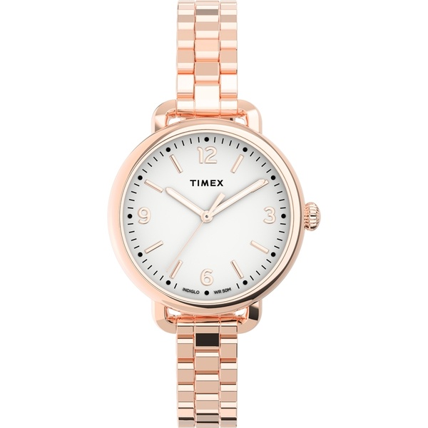 TIMEX 天美時 簡約時尚玫瑰金素面不鏽鋼女錶 30mm TXTW2U60700 原廠公司貨