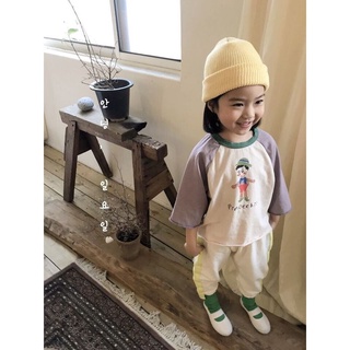 《現貨》韓國製 童裝 春裝 可愛 小木偶 小王子 彼得潘 皮諾丘 插圖 拼色棒球上衣 衣服 長袖 兒童 韓國