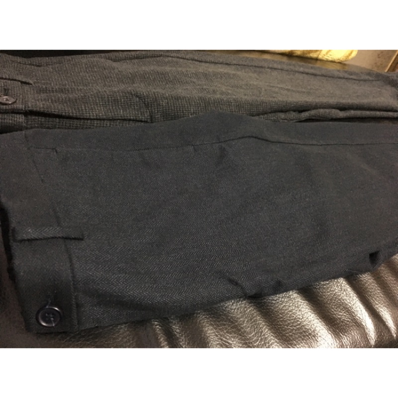 UNIQLO 棉質縮口褲（navy藍/黑色格紋）