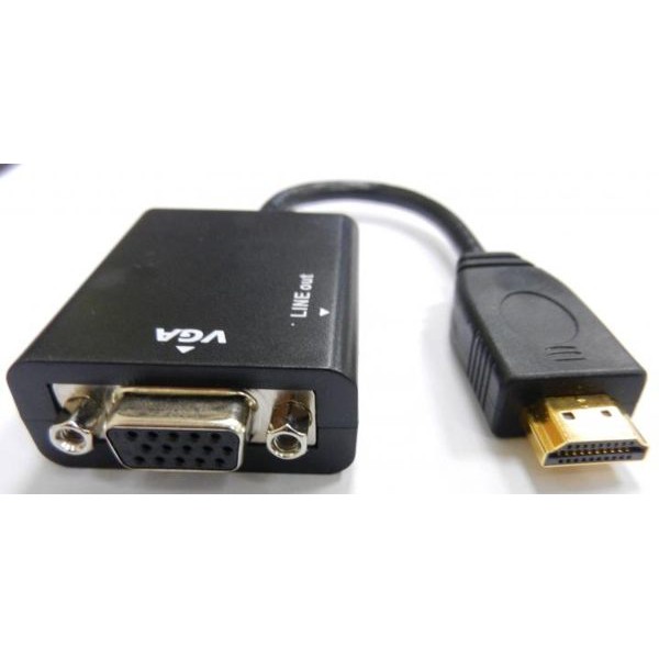 HDMI轉VGA+3.5耳機音效轉接線 (20公分長)