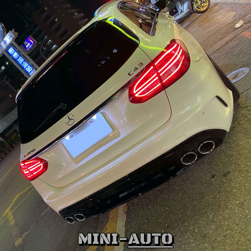 MINI-AUTO☑️ C43新款 鋼琴黑後下擾流/黑色四出尾飾管套件 舊款改裝 BENZ W205 副廠 賓士