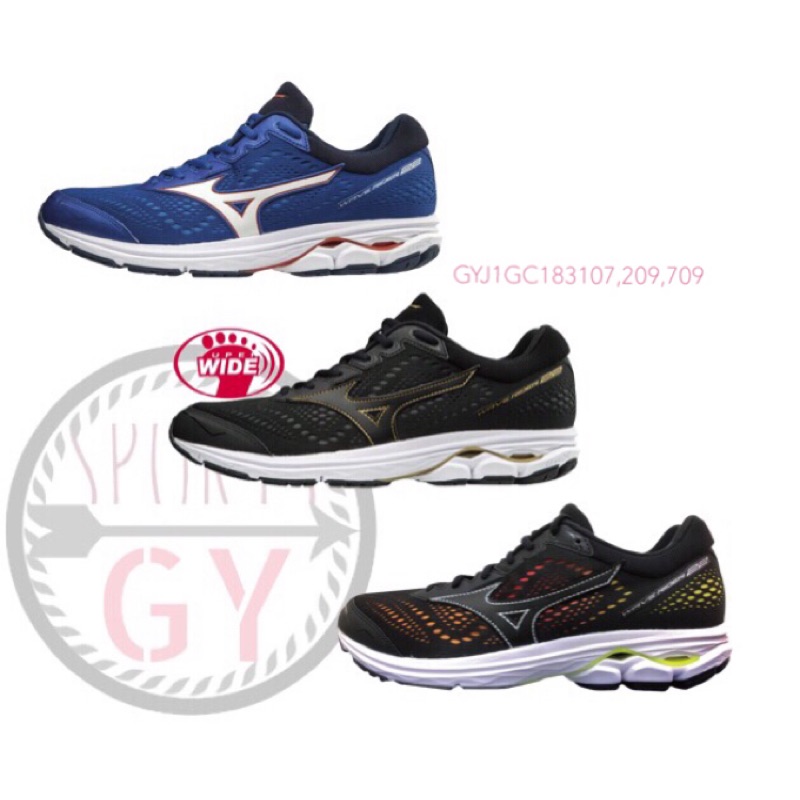 MIZUNO 男 慢跑鞋 路跑鞋 WAVE RIDER22 藍 J1GC183107 黑色209 黑彩709 大阪馬拉松
