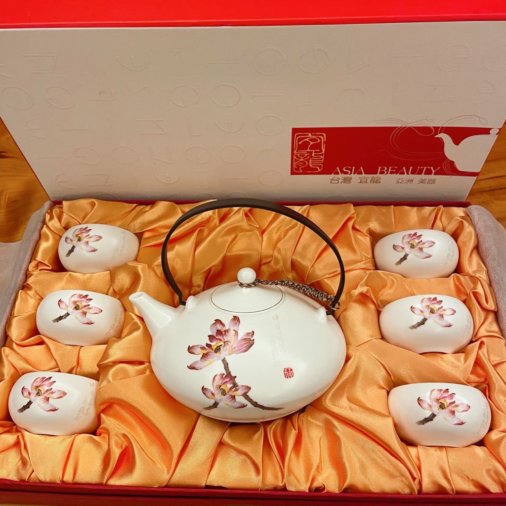 【Eilong】宜龍 琉晶7入禮盒茶具組（提把壺+6件茶杯）