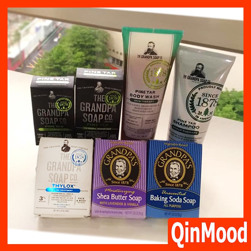 現貨 Grandpa 松焦油皂 洗髮精沐浴乳護髮素液體皂鎂鹽 焦油 Pine Tar 神奇爺爺香皂脂漏｜QinMood