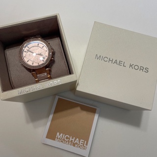 Michael Kors (MK) 璀璨迷漾晶鑽三眼玻麗腕錶(粉玫瑰金 MK5896)