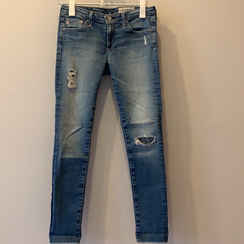 AG 仿舊9分窄腳skinny牛仔褲 raw hem legging ankle jeans
