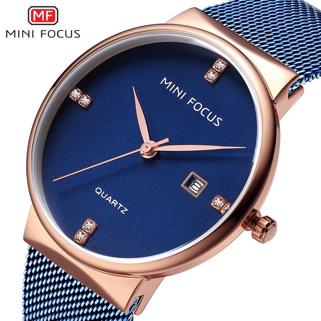 Mini FOCUS 頂級品牌男士手錶簡約不銹鋼石英手錶商務防水男士日曆顯示手錶