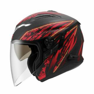 ☆宥鈞機車騎士精品☆ZEUS ZS-613B彩繪款9合1多功能帽AJ4消光黑/紅雙層鏡片半罩全罩不包含面具活動送防摔手套