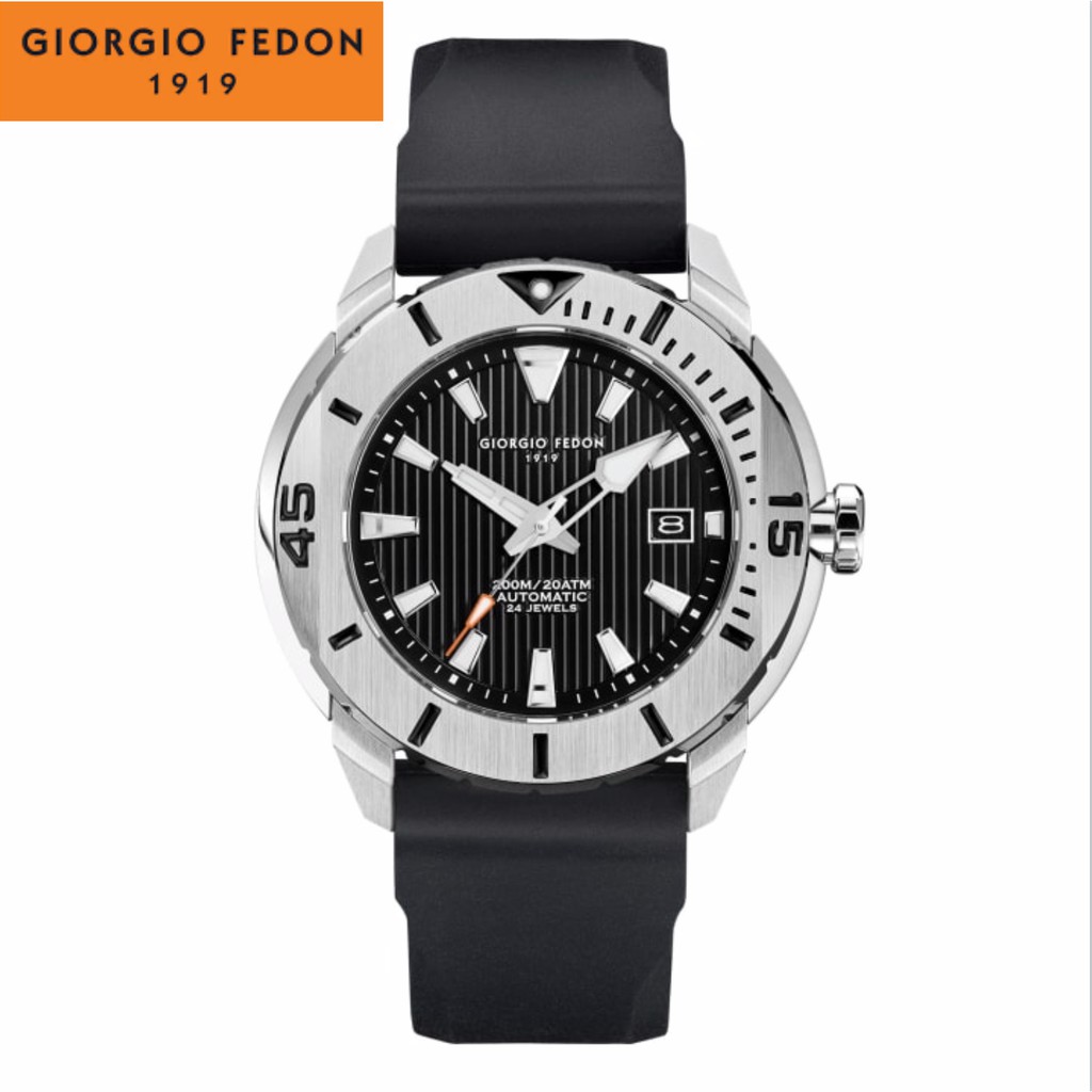 GIORGIO FEDON 喬治菲登1919 海洋系列 200米橡膠機械腕錶 魟魚設計款 GFCH002 黑/47mm