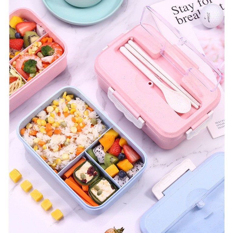《微涼》小麥秸稈保溫飯盒學生午餐盒三格日式便當盒微波爐保鮮上班族餐盒