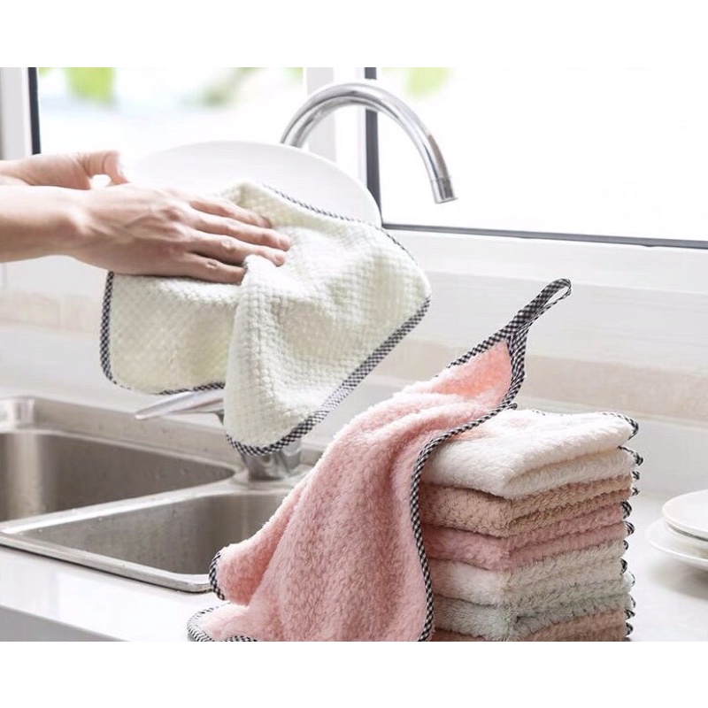 🎉豬肉撲克🎉現貨// 掛鉤 珊瑚絨抹布 清潔布擦手巾 洗碗巾 （三色）