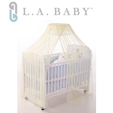 美國 L.A. Baby 豪華全罩式嬰兒床蚊帳 加大加長型 - 淡黃色