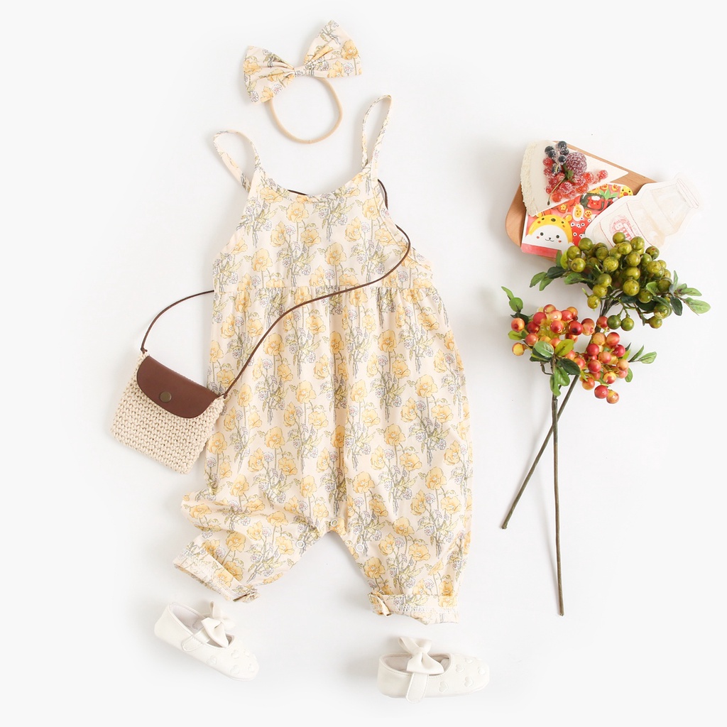 Sanlutoz 夏季嬰幼兒純棉吊帶連體衣 可愛小碎花 休閒時尚