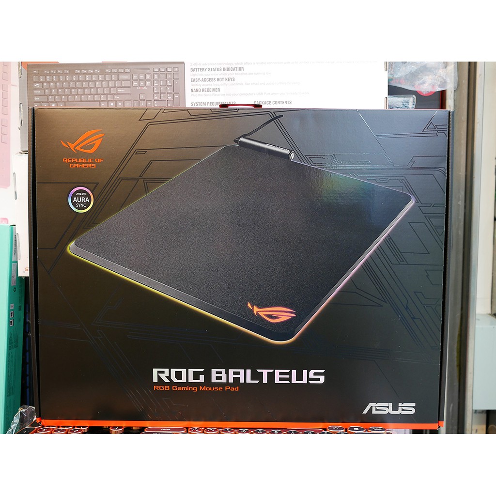 【本店吳銘】 華碩 ASUS ROG Balteus RGB 發光 電競滑鼠墊 直式硬質表面 另有 Qi 無線充電版