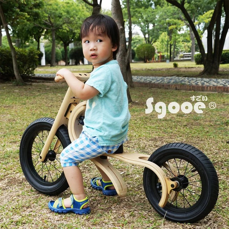 【鐵馬假期】Sgooe 兒童 4合1 木製 平衡車 滑板車 學步車