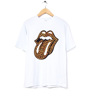 Rolling Stones Leopard 中性短袖T恤 白色 滾石英國豹紋Mod舌頭嘴唇經典LOGO樂團rock潮T