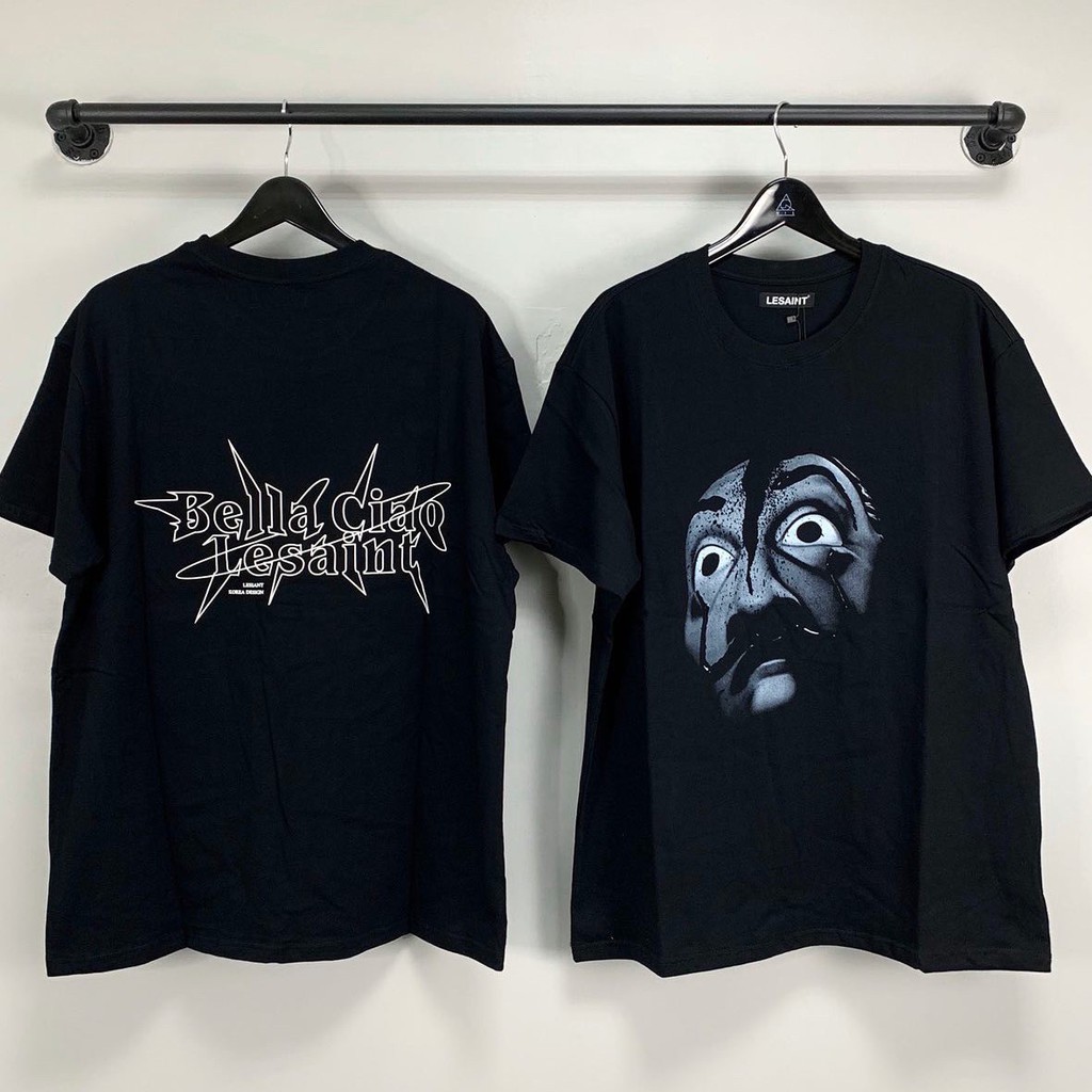 [NiL] 現貨 LESAINT  Money Heist Tee 新款 紙房子 達利 面具 黑灰斑駁 短袖 T