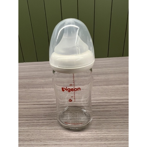 Pigeon 寬口母乳實感160ml玻璃奶瓶(白色瓶栓)