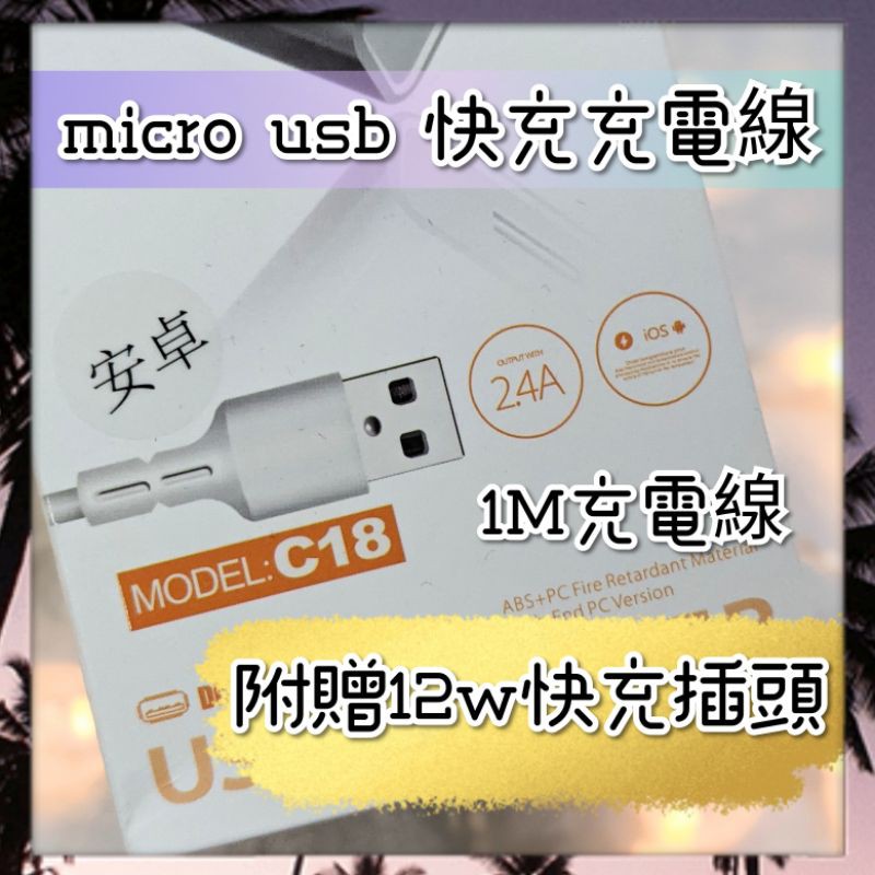 (現貨)5V/2.4A 1M充電線(附贈110V插頭)micro usb