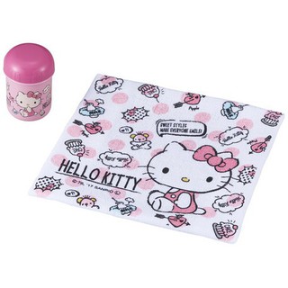 預購 日本製 Hello Kitty 毛巾 方巾 手帕 附 收納罐 兒童 盥洗 旅行 用品 KT J00012381