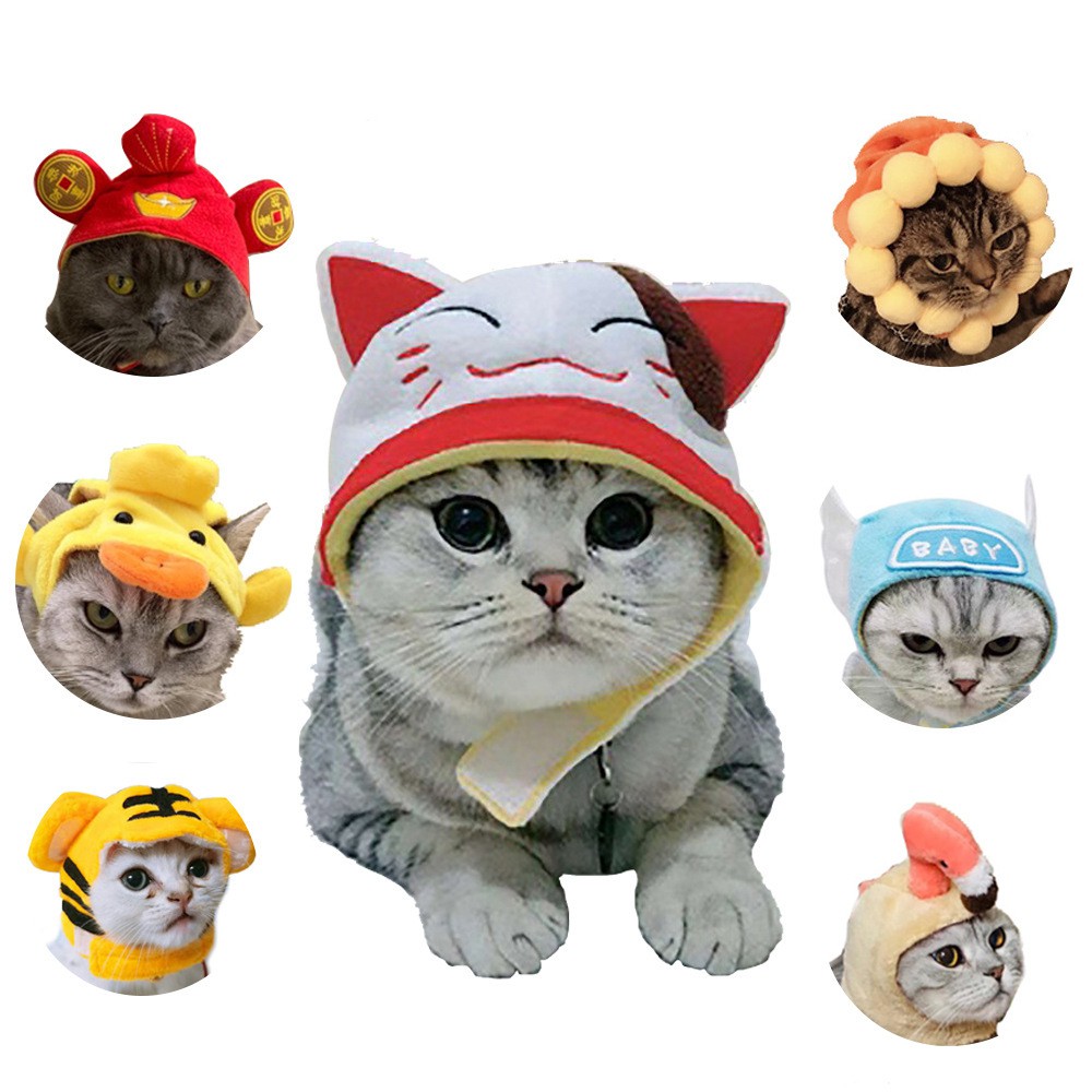新款招財可愛狗狗泰迪寵物加菲貓裝扮頭飾假髮 貓咪頭套帽子