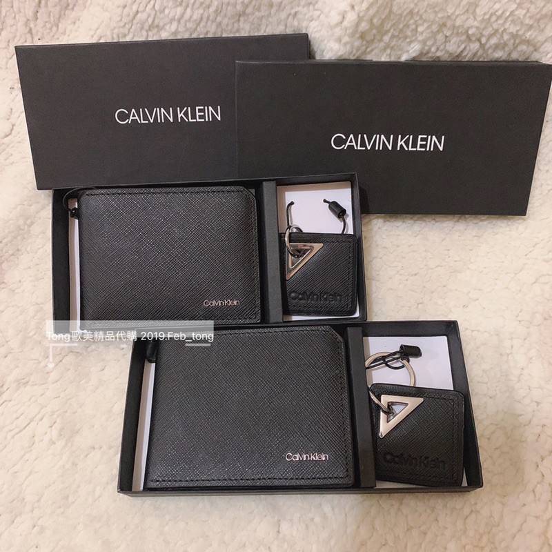 🇹🇼台灣現貨Calvin Klein CK 男士黑色防刮短夾+鑰匙圈禮盒🎁