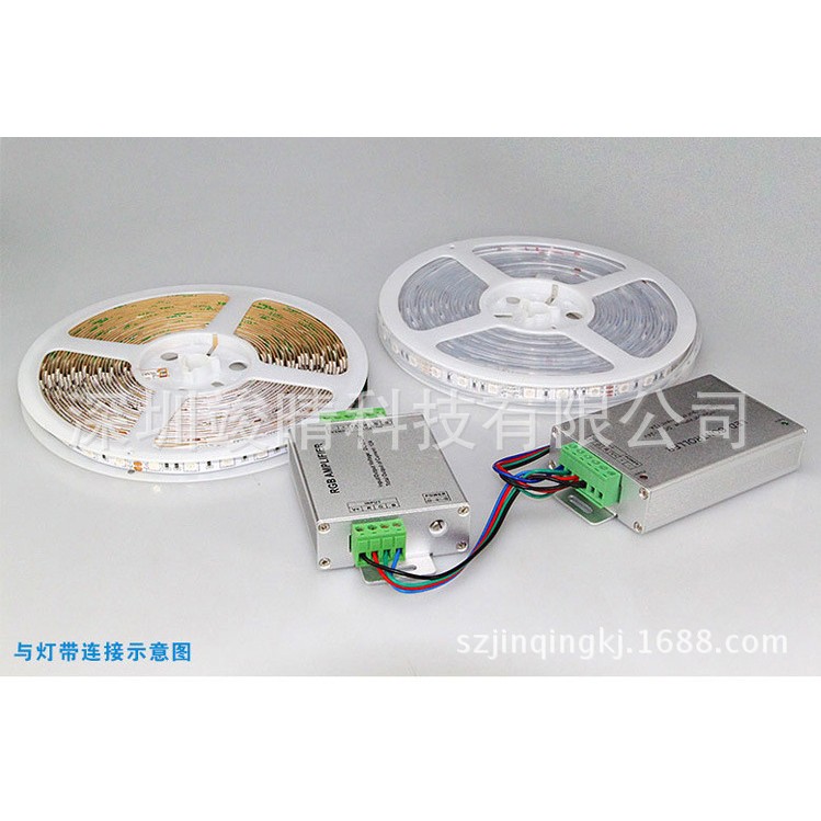 LED控制器七彩RGB同步信號器RGB燈條燈帶控制器AMF中斷器放大器12V12A