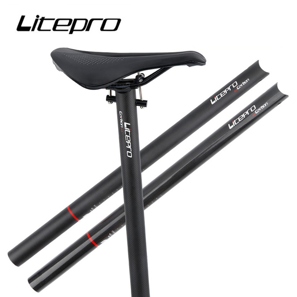 Litepro折疊自行車碳纖維座杆580MM長適用於412 SP8 Fnhon自行車超輕座杆自行車配件座管33.9mm