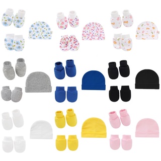 [現貨]新生兒純棉胎帽+手套+腳套(三件組）寶寶帽子 防抓手套 小襪子