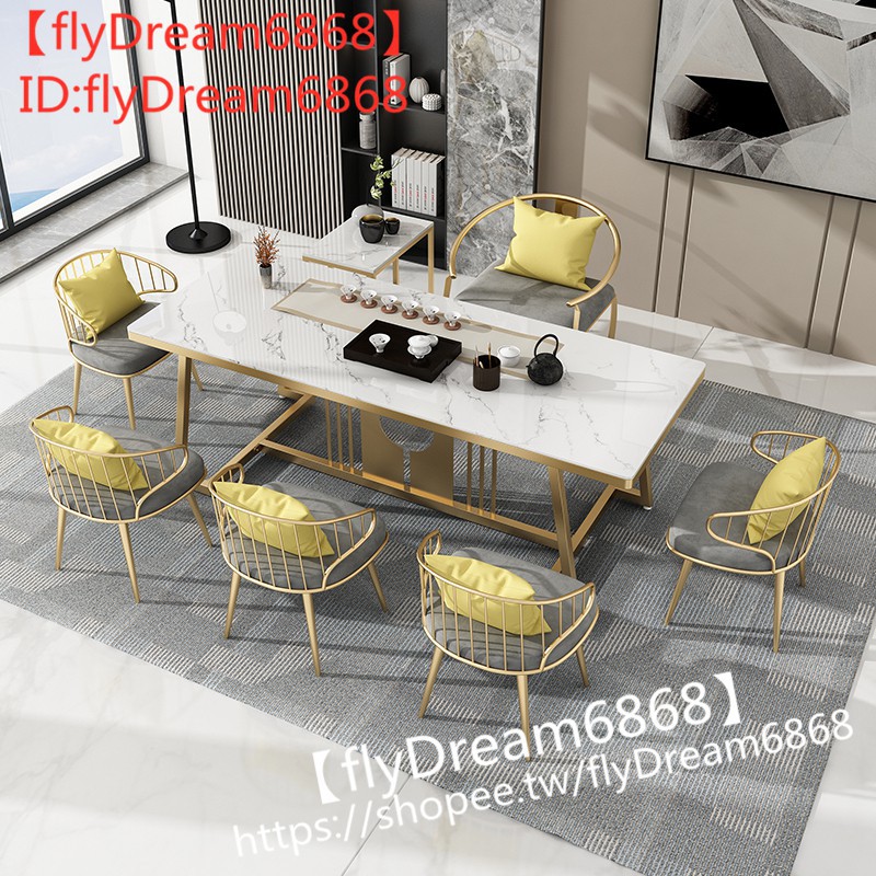 【flyDream6868】新中式茶桌椅組合現代簡約大理石小茶幾客廳家用辦公室陽臺泡茶桌