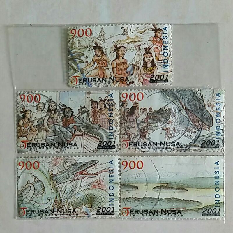 印度尼西亞郵票 2001 年民間故事系列 4 Nusa Canal 全套 5 件二手