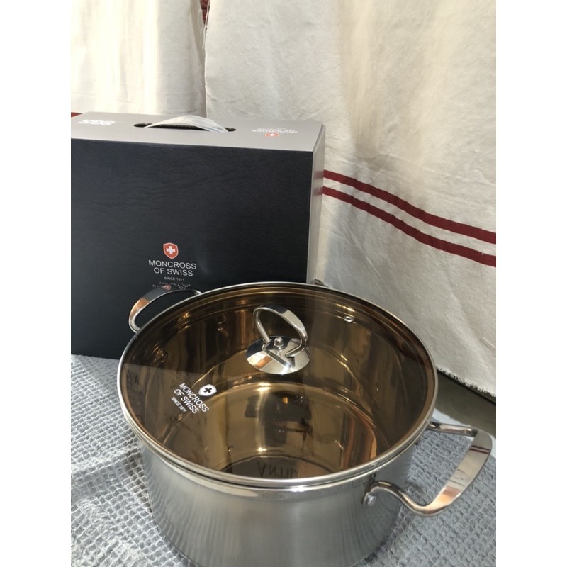 瑞士 MONCROSS 24cm 琥珀曲線不鏽鋼湯鍋組
