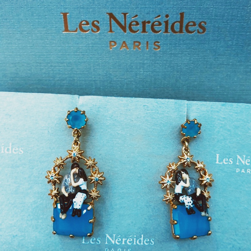 🇫🇷法國巴黎精品 Les Nereides 浪漫親吻 愛的誓約 土耳其藍 夾式耳環
