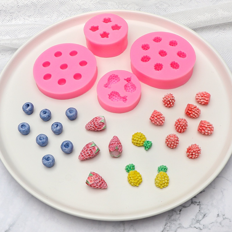 藍莓 樹莓 菠蘿 草莓 硅膠模具 翻糖 蛋糕 裝飾模 DIY 巧克力 烘培工具