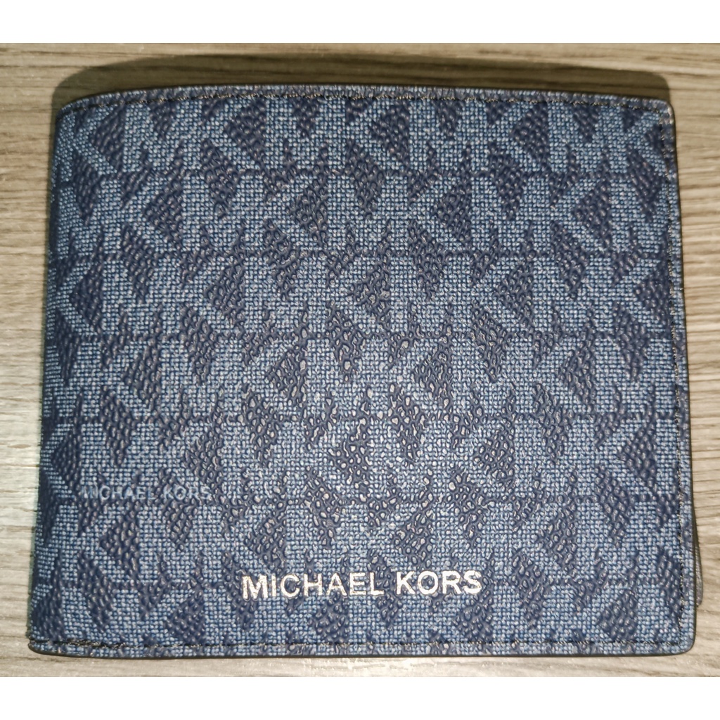 Michael Kors 深藍色MK 男款短夾/皮夾 (零錢袋款式) - 正品全新現貨