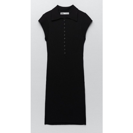 zara-黑色polo衫領針織洋裝