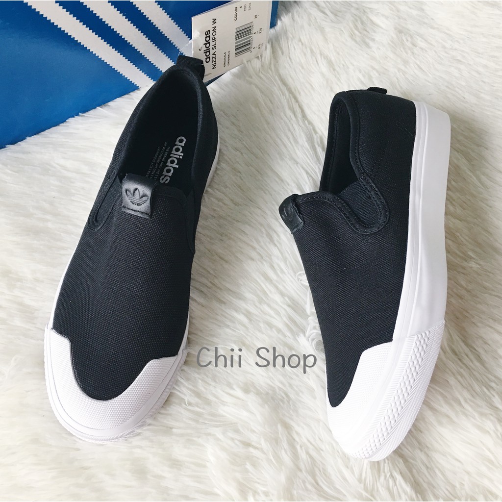 【CHII】 韓國代購 adidas Nizza Slip on W 懶人鞋 黑白 黑色 CQ3104