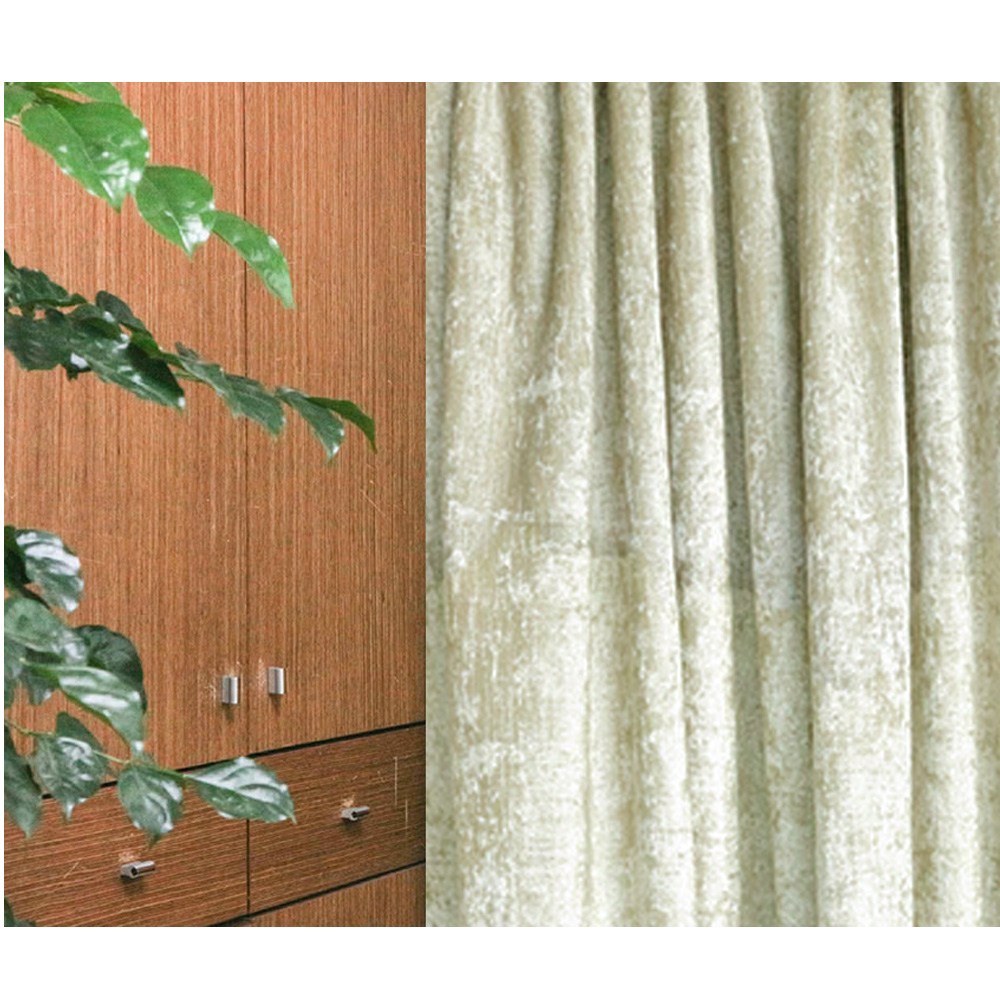 HOLA 素色緞紋雙層遮光落地窗簾 270x230cm 卡其金色