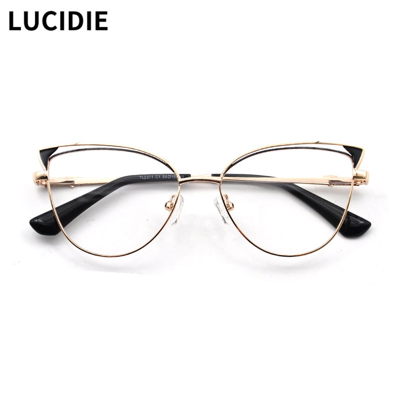 Lucidie 貓眼眼鏡框女士時尚復古電腦眼鏡高品質趨勢風格光學近視眼鏡 TL5371