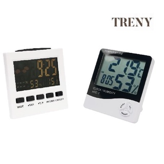 TRENY 單色LED多功能電子時鐘掛鐘-黑白 背光LED多功能電子時鐘