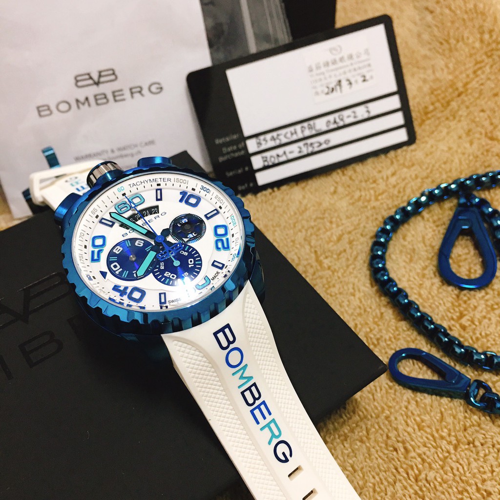 bomberg 晶鑽藍霓虹計時碼錶 (已交流)