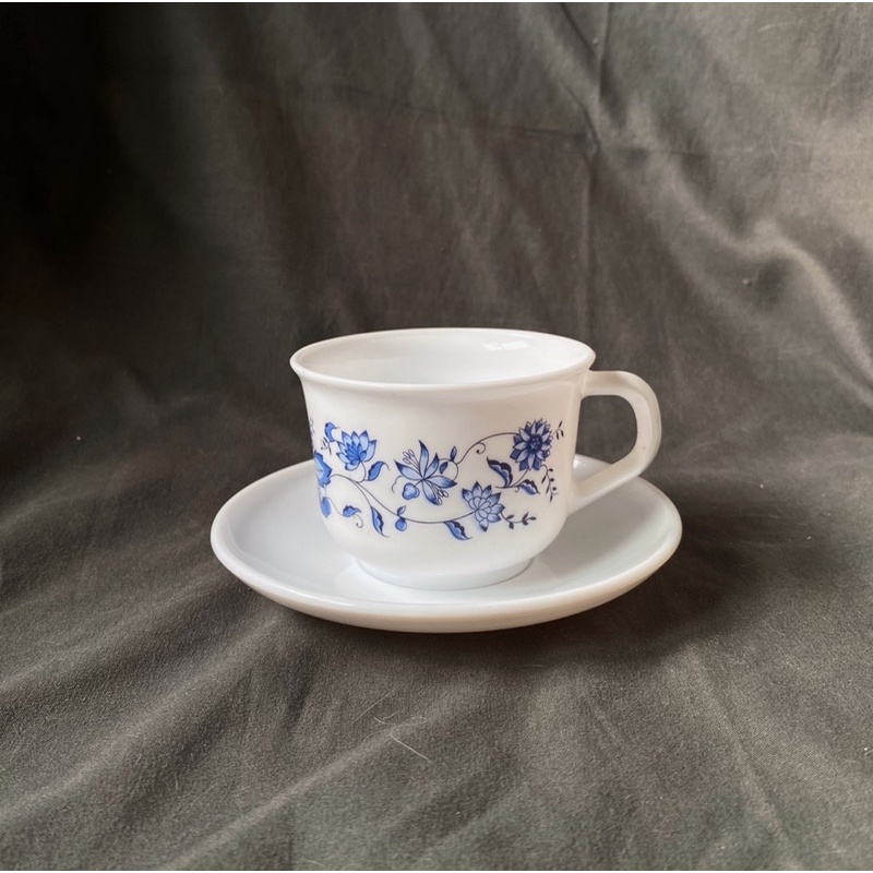 {{ 老叢 }} ☕️ 早期法國Arcopal France牛奶玻璃咖啡杯盤組