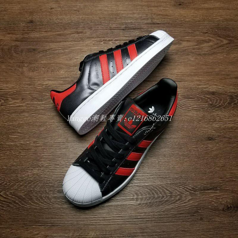 ADIDAS ORIGINALS SUPERSTAR S75874 貝殼頭滑板鞋黑紅| 蝦皮購物
