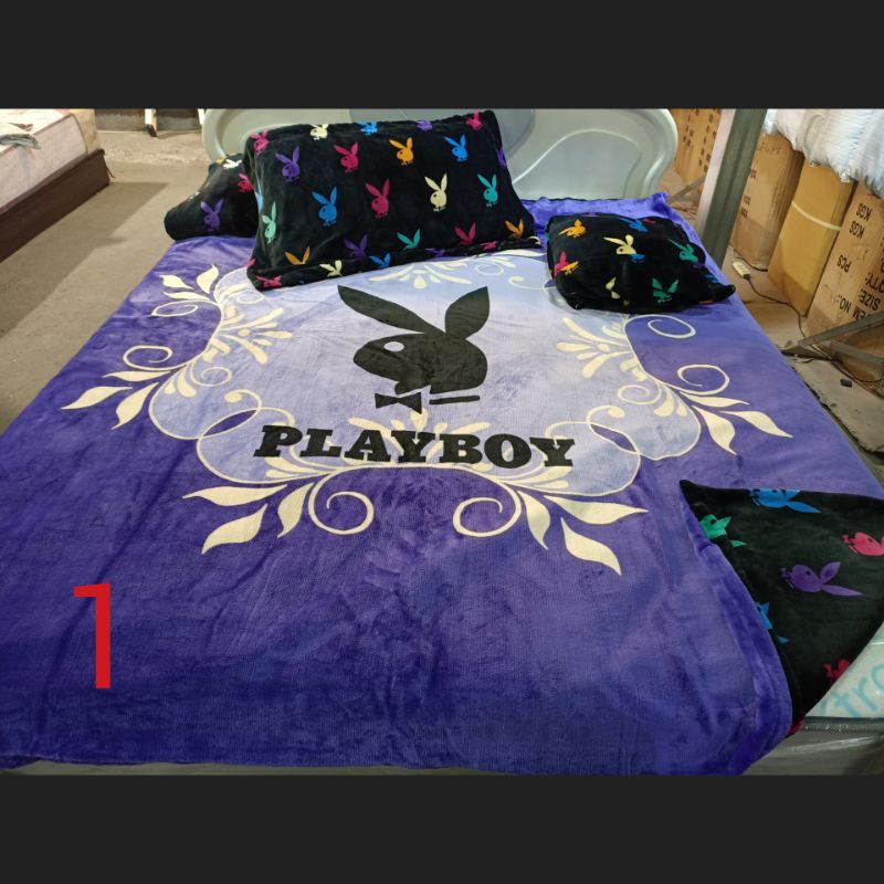 playboy法蘭絨薄床包被套四件組（標準雙人/雙人加大）