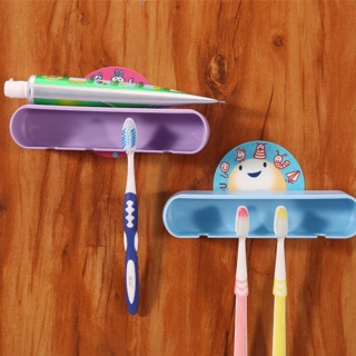 卡通強力吸盤式牙膏牙刷架置物架 可愛浴室吸壁式牙具架