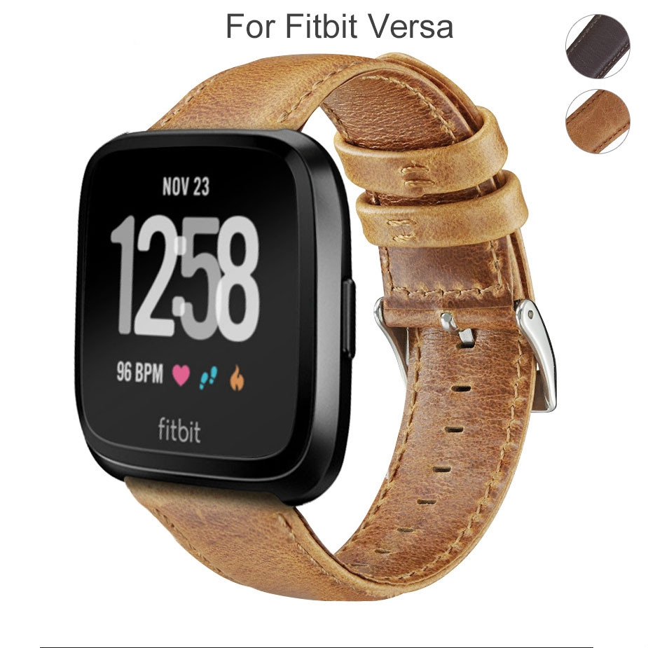 Fitbit Versa 瘋馬紋真皮錶帶 Fitbit Versa 2錶帶 Fitbit Versa Lite真皮錶帶