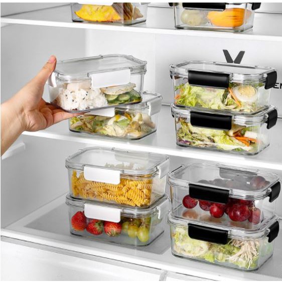 🍜愛吃熊貓🍜-HOJIA鶴家保鲜盒冰箱收纳盒大容量沙拉水果便當盒家用透明食品级塑膠密封盒