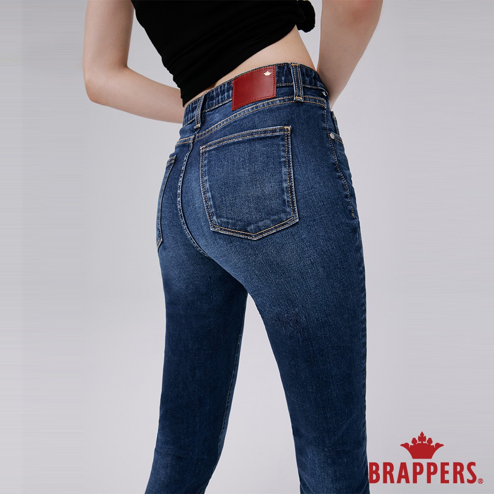 BRAPPERS 女款 新美腳 ROYAL系列-低腰超彈窄管褲-深藍