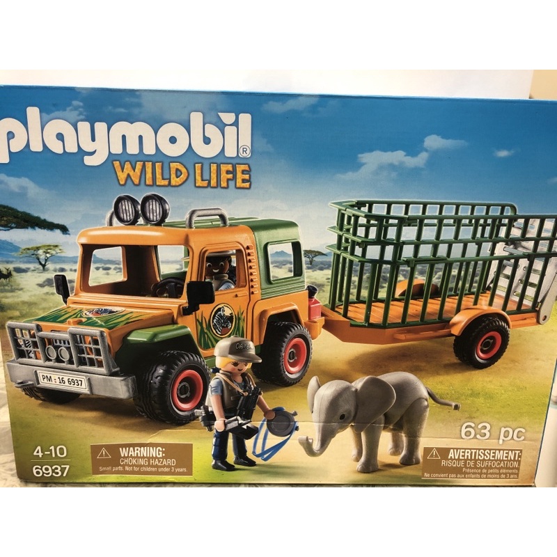 Playmobil 摩比 6937 大象運輸車 吉普車 動物 獵人 無壓盒