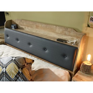 【全台傢俱】RF 復古木紋 石墨黑 3.5尺 / 5尺/6尺床頭箱 (含USB）台灣製造 傢俱工廠特賣